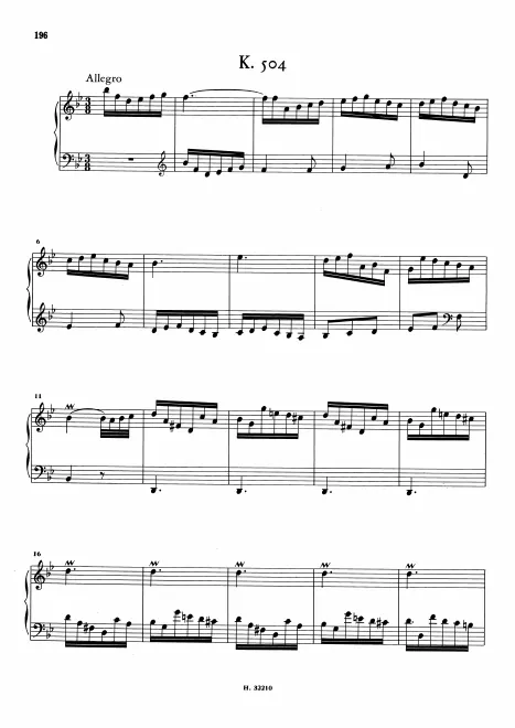 First page of Keyboard Sonata in B-flat major