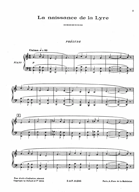 First page of La naissance de la lyre