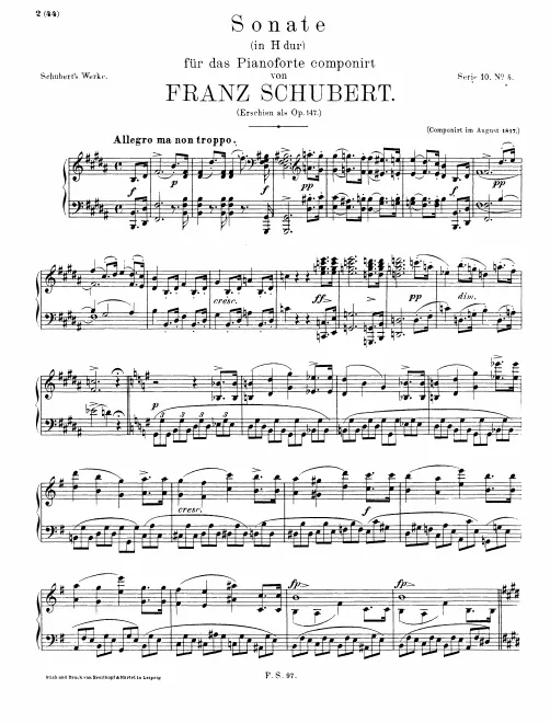 First page of Piano Sonata in B major