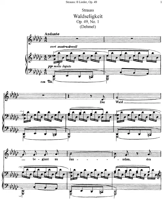 First page of Acht Lieder