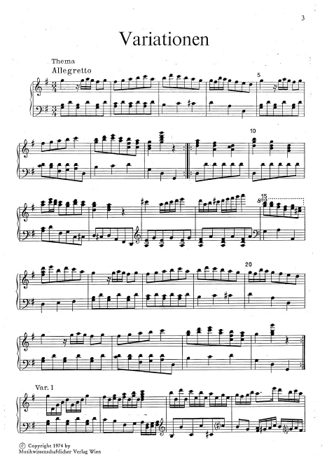 First page of Variations, Op.2