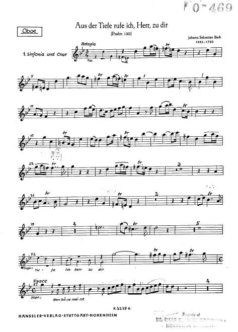 First page of Aus der Tiefe rufe ich, Herr, zu dir