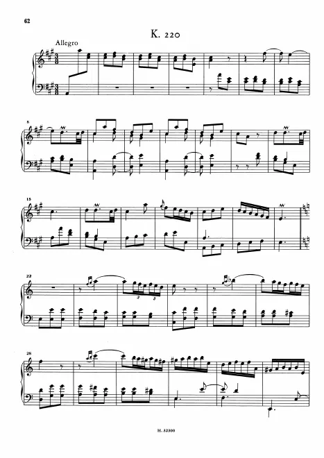 First page of Keyboard Sonata in A major