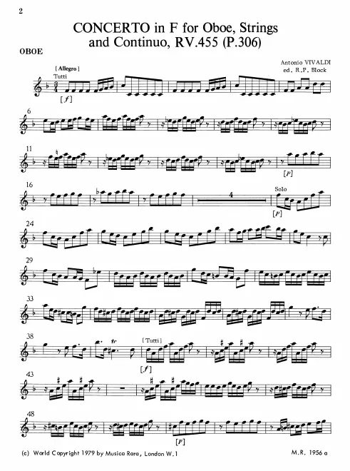 First page of Oboe Concerto in F major