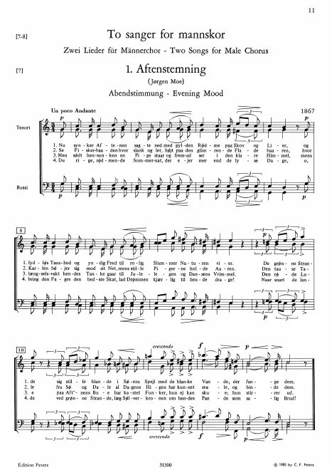 First page of 2 Songs after Jørgen Moe