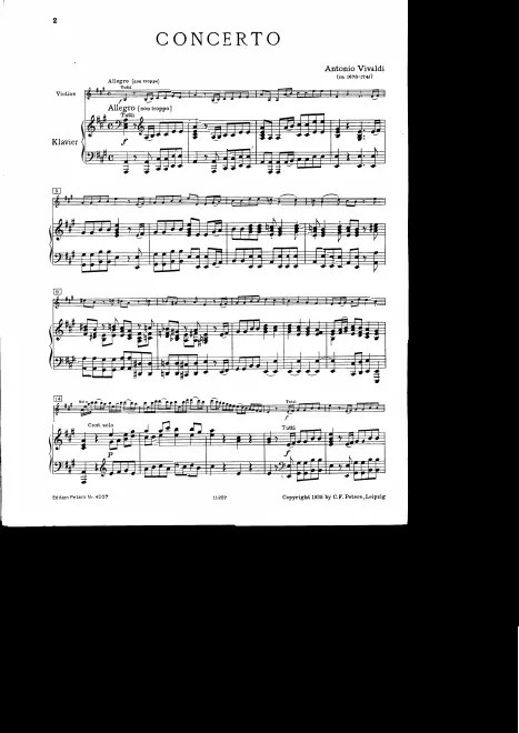 First page of Violin Concerto in A Major