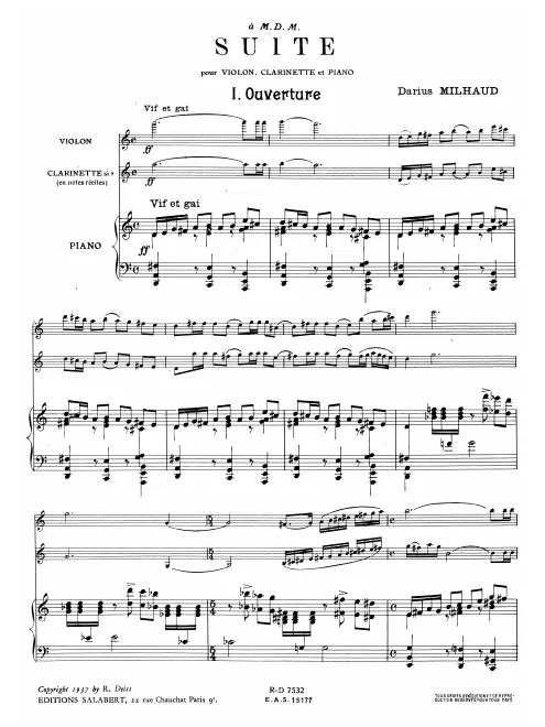 First page of Suite for Violin, Clarinet and Piano