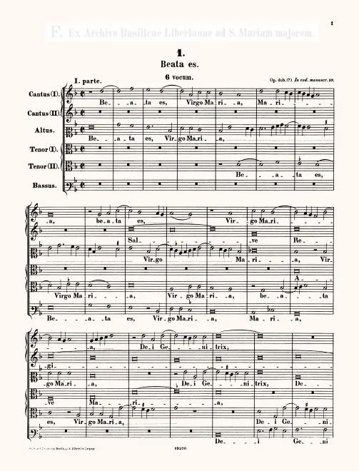First page of Beata es Virgo Maria