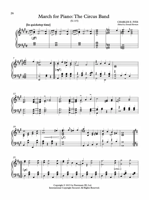 First page of March for Piano: The Circus Band