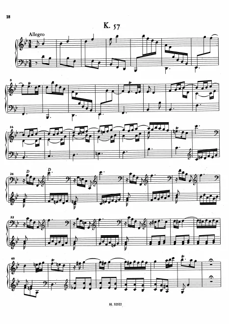 First page of Keyboard Sonata in B-flat major
