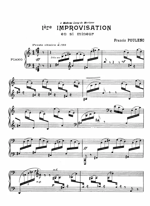 First page of Improvisations, pour le piano