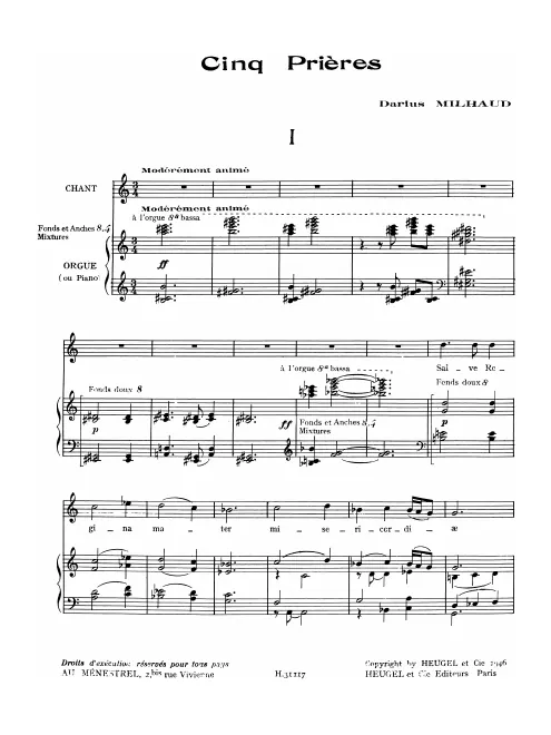 First page of 5 Prières