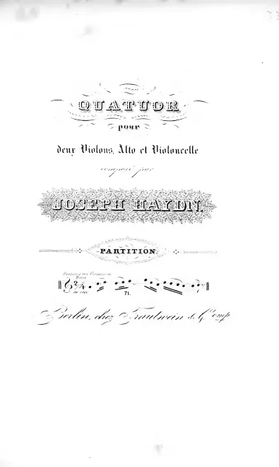 First page of String Quartet in C major, Hob.III:14