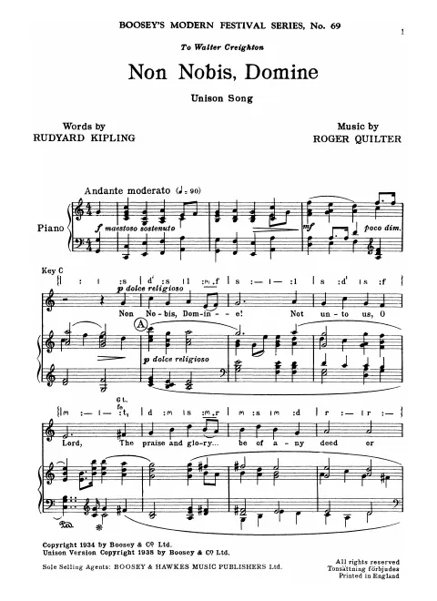 First page of Non Nobis, Domine