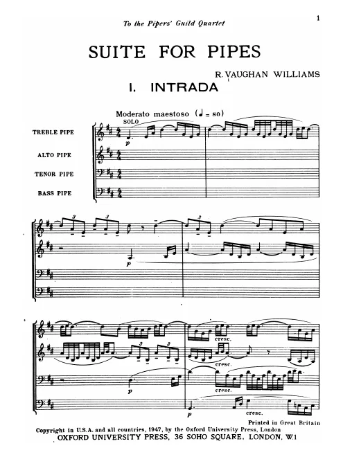 First page of Suite for Pipes