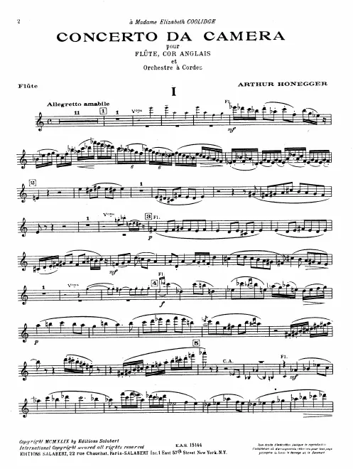 First page of Concerto da Camera