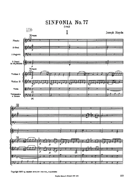 First page of Symphony No.77 in B-flat major