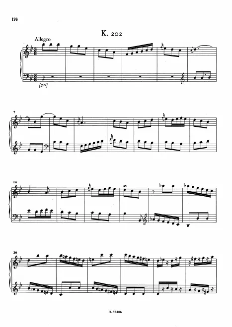 First page of Keyboard Sonata in B-flat major