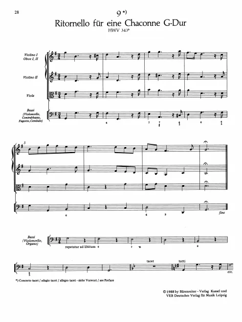 First page of Ritornello in G major