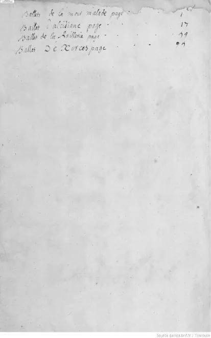First page of Ballet de l'amour malade