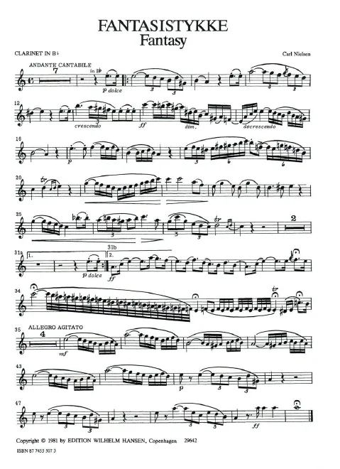 First page of Fantasy Piece for Clarinet and Piano